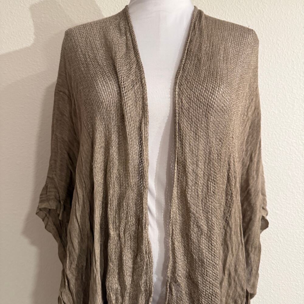 Free People Day Dream Long Kimono Brown Open Knit Duster Cardigan Boho OS - Picture 5 of 10